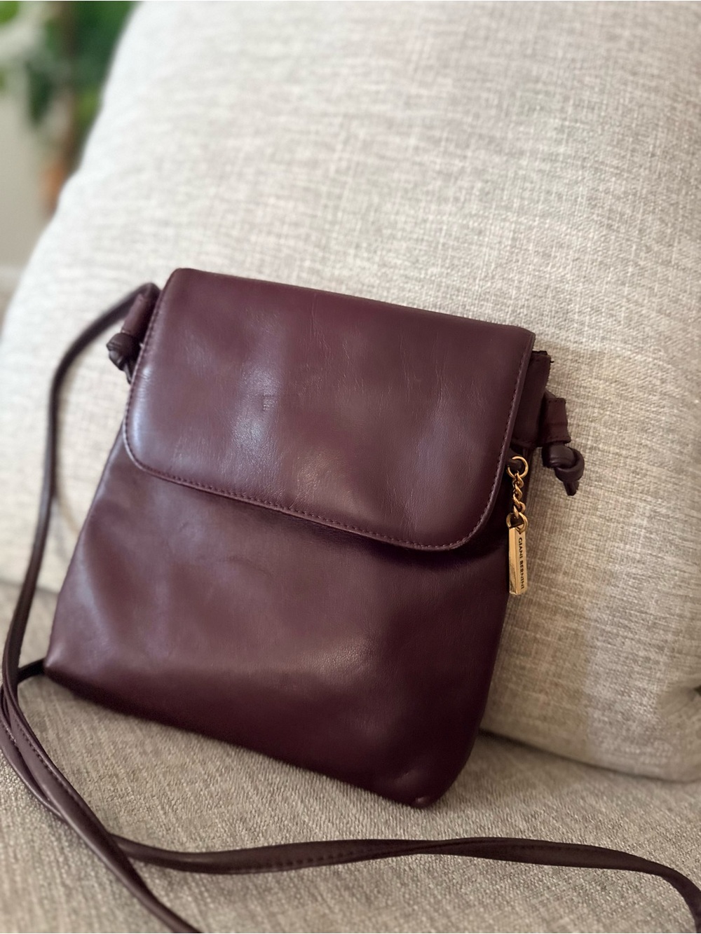 Crossbody Leather Bag in Deep Burgundy